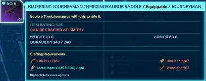 Therizinosaurus Saddle Blueprint