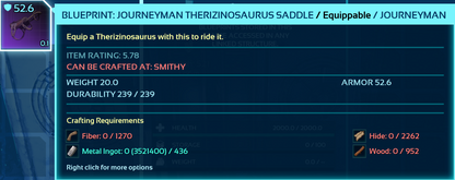 Therizinosaurus Saddle Blueprint