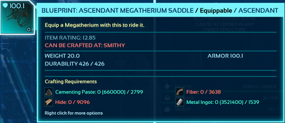 Megatherium Saddle Blueprint