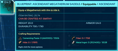 Megatherium Saddle Blueprint