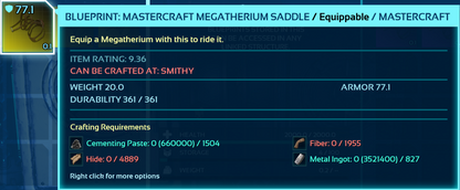 Megatherium Saddle Blueprint
