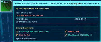 Megatherium Saddle Blueprint