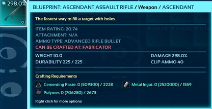 Blueprint: Assalut Rifle
