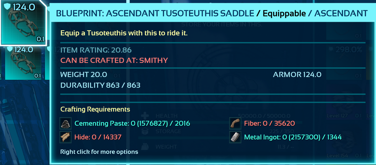 Tusoteuthis Saddle Blueprint