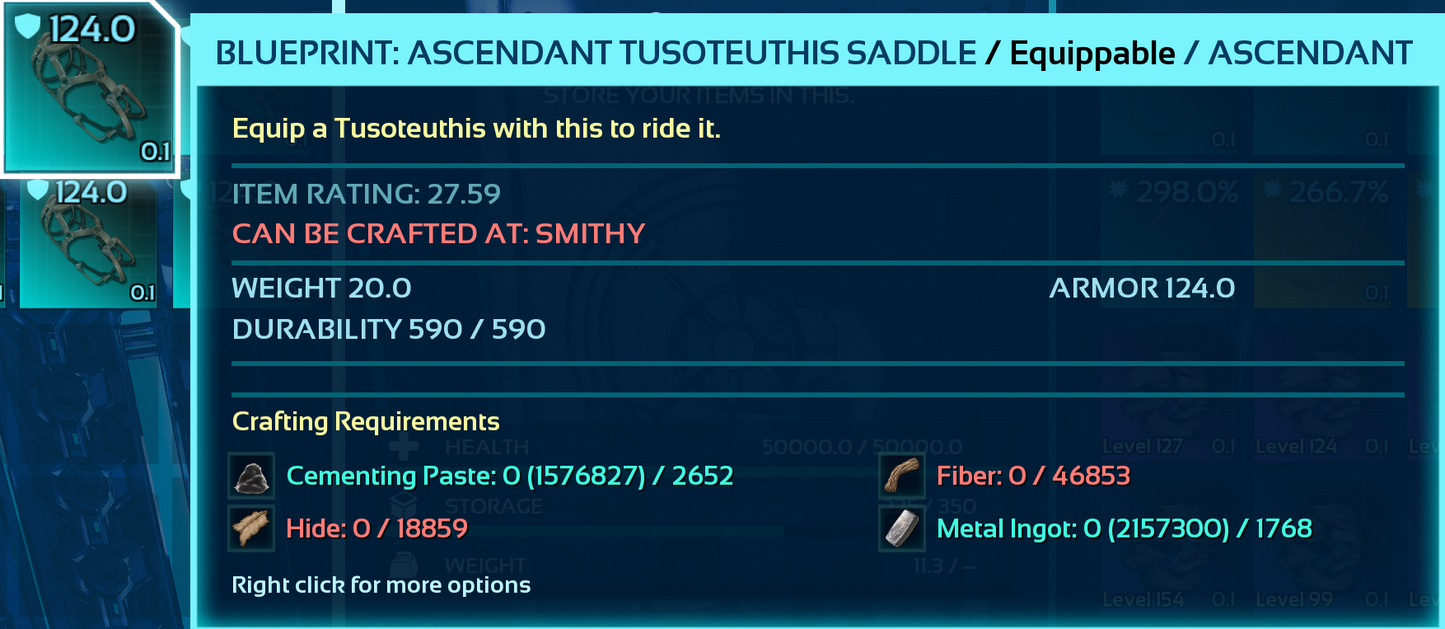 Tusoteuthis Saddle Blueprint