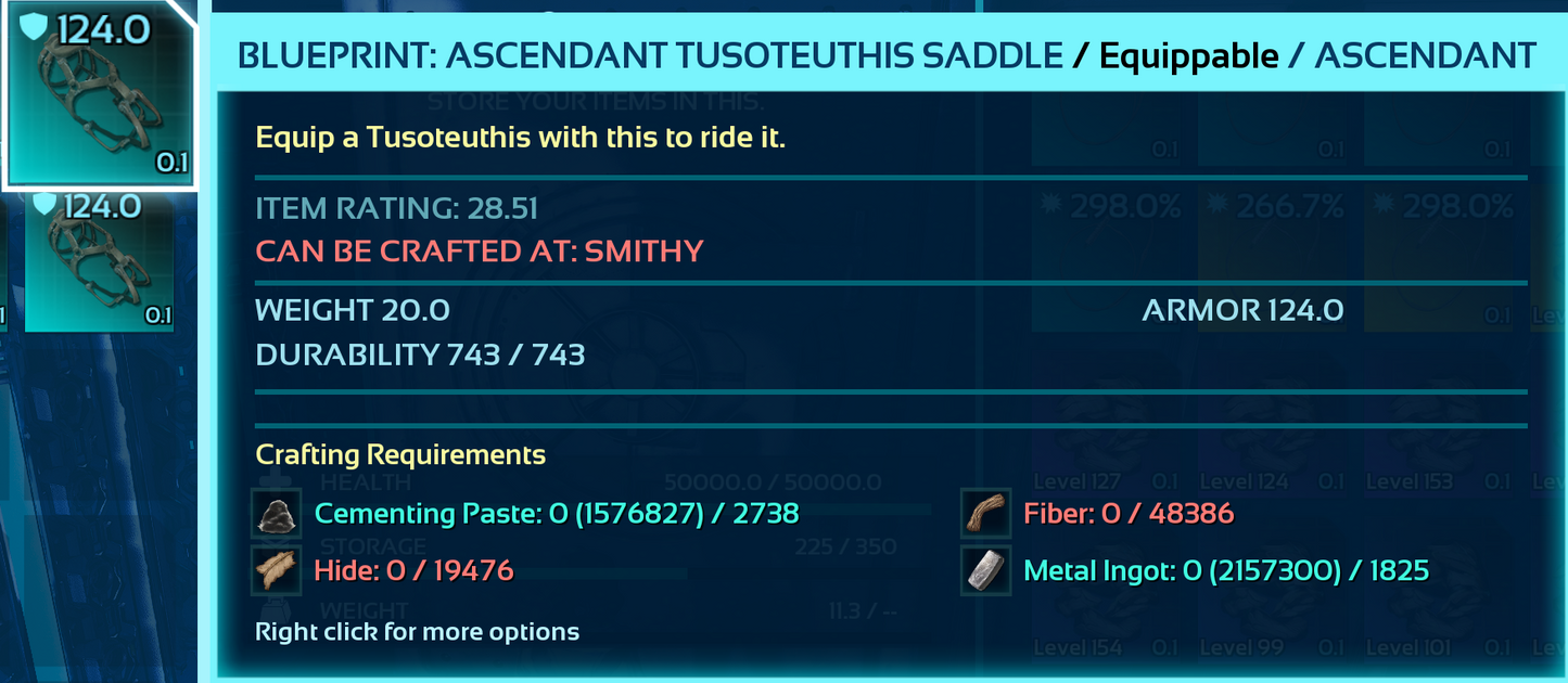 Tusoteuthis Saddle Blueprint