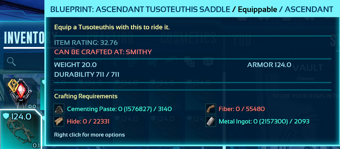 Tusoteuthis Saddle Blueprint