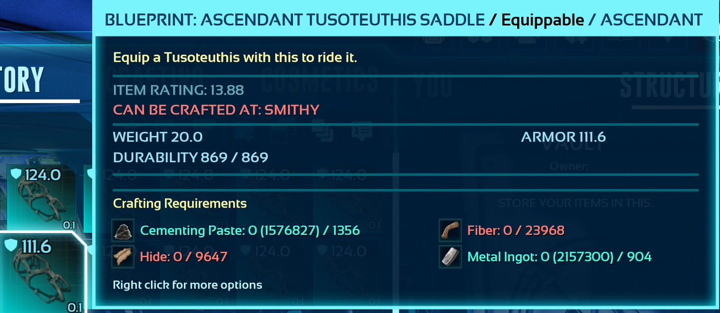 Tusoteuthis Saddle Blueprint