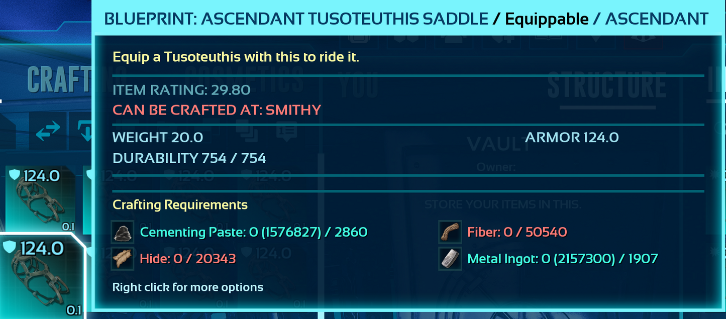 Tusoteuthis Saddle Blueprint