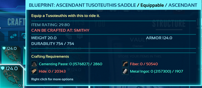 Tusoteuthis Saddle Blueprint