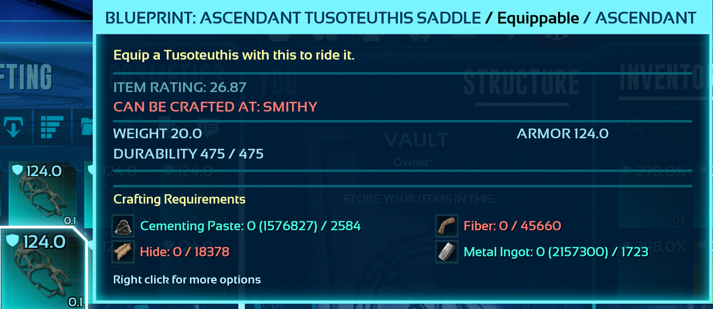 Tusoteuthis Saddle Blueprint