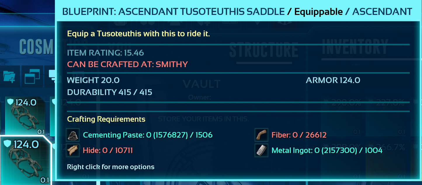 Tusoteuthis Saddle Blueprint