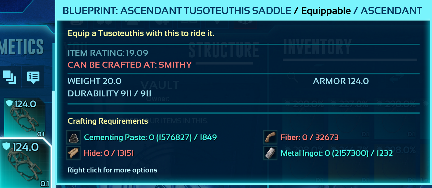 Tusoteuthis Saddle Blueprint