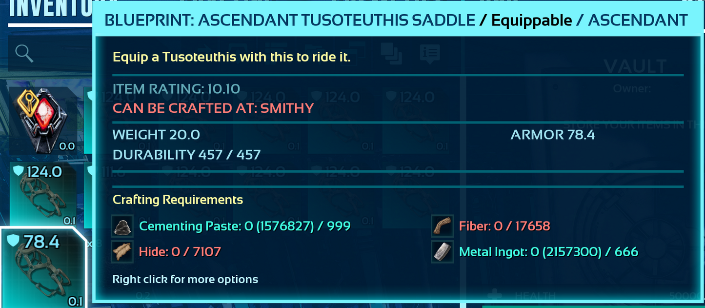 Tusoteuthis Saddle Blueprint