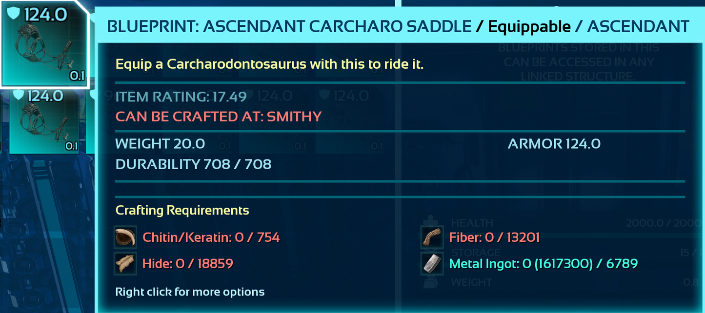 Carcharodontosaurus Carchar Saddle Blueprint
