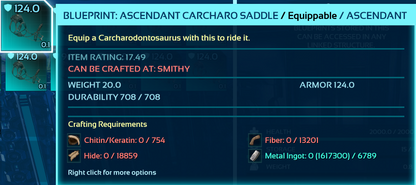 Carcharodontosaurus Carchar Saddle Blueprint