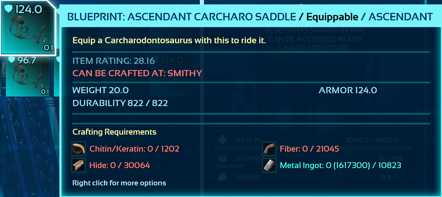 Carcharodontosaurus Carchar Saddle Blueprint