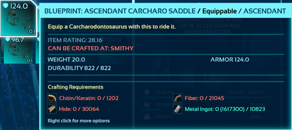 Carcharodontosaurus Carchar Saddle Blueprint