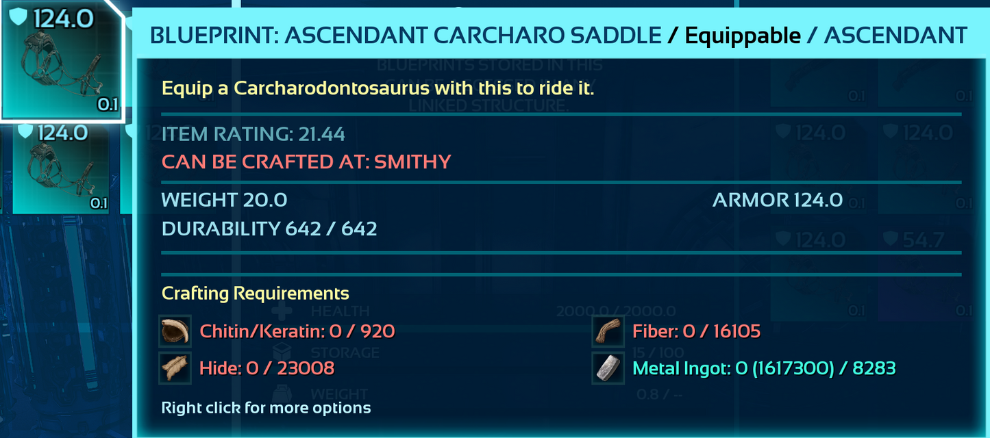 Carcharodontosaurus Carchar Saddle Blueprint