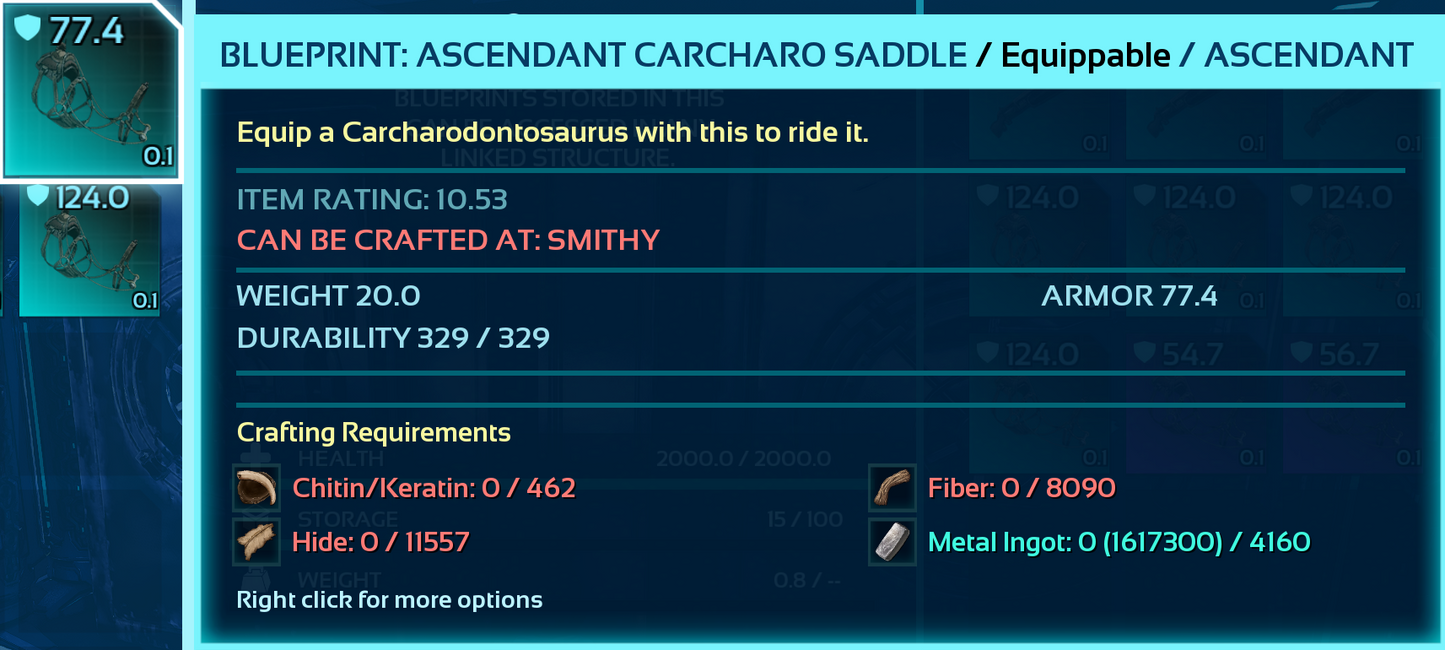 Carcharodontosaurus Carchar Saddle Blueprint