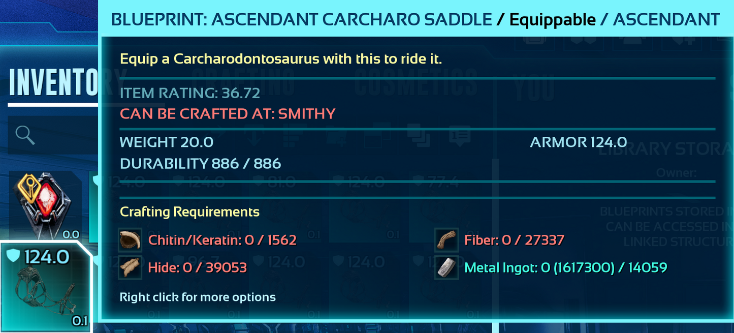 Carcharodontosaurus Carchar Saddle Blueprint