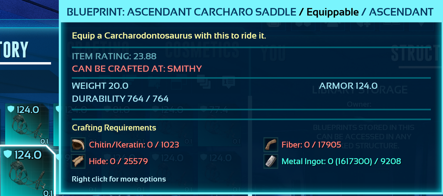 Carcharodontosaurus Carchar Saddle Blueprint