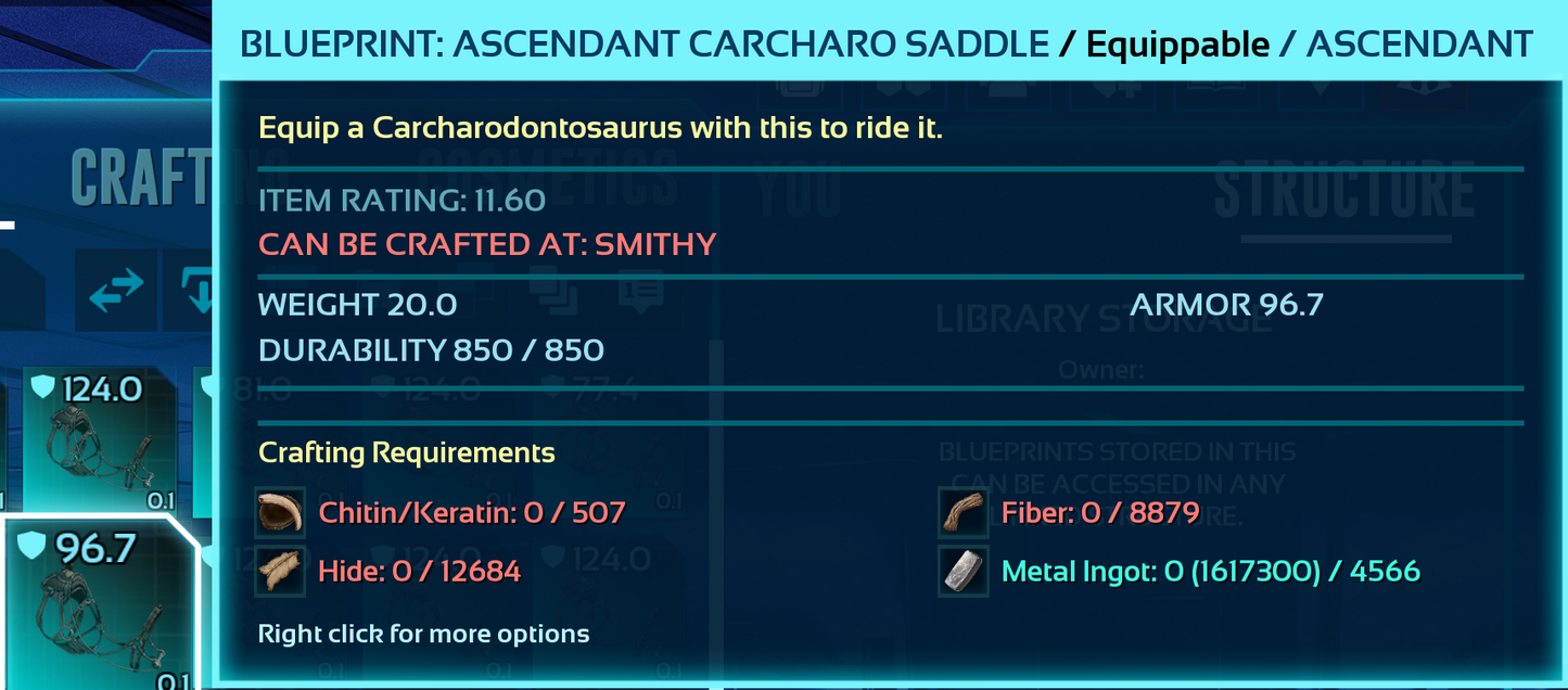 Carcharodontosaurus Carchar Saddle Blueprint