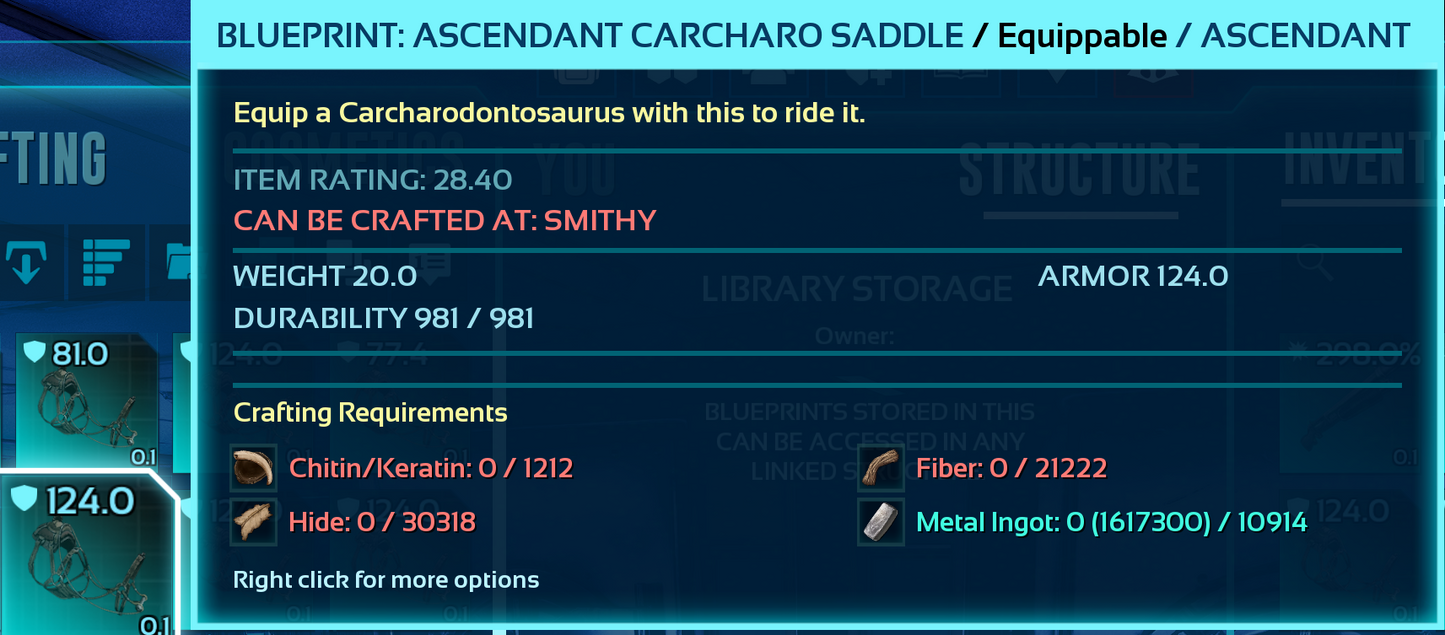 Carcharodontosaurus Carchar Saddle Blueprint