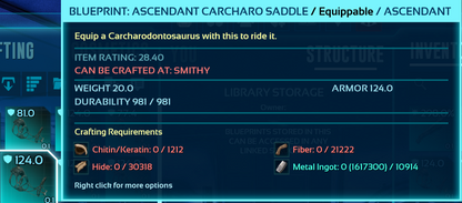 Carcharodontosaurus Carchar Saddle Blueprint