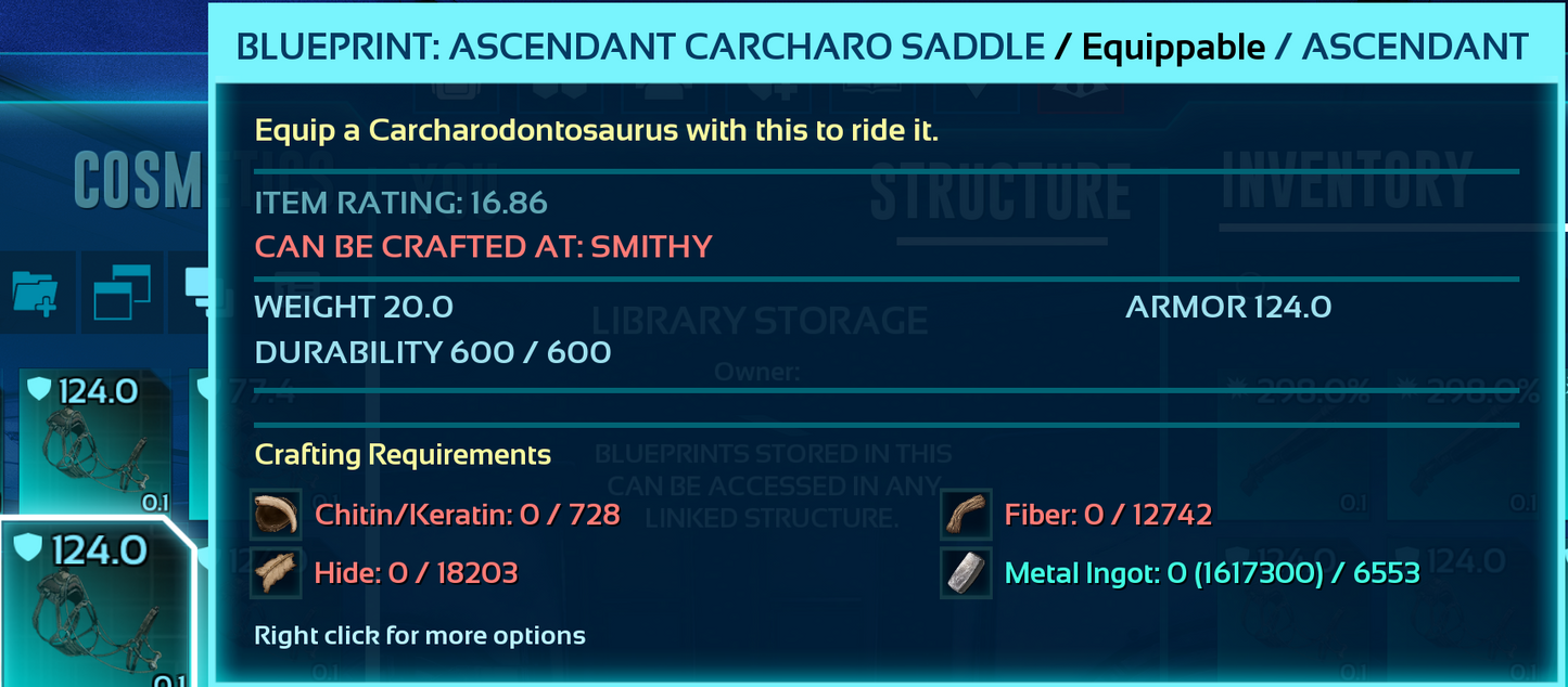 Carcharodontosaurus Carchar Saddle Blueprint