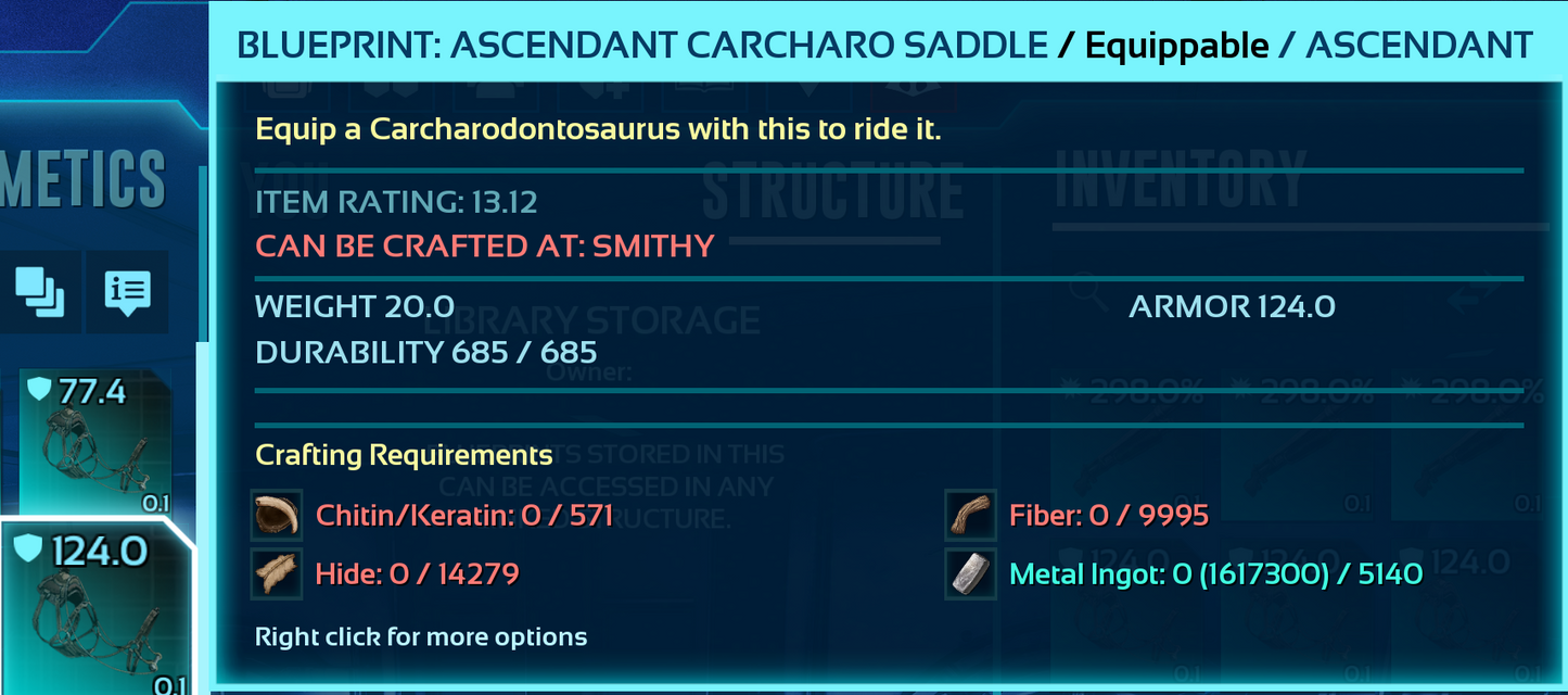 Carcharodontosaurus Carchar Saddle Blueprint