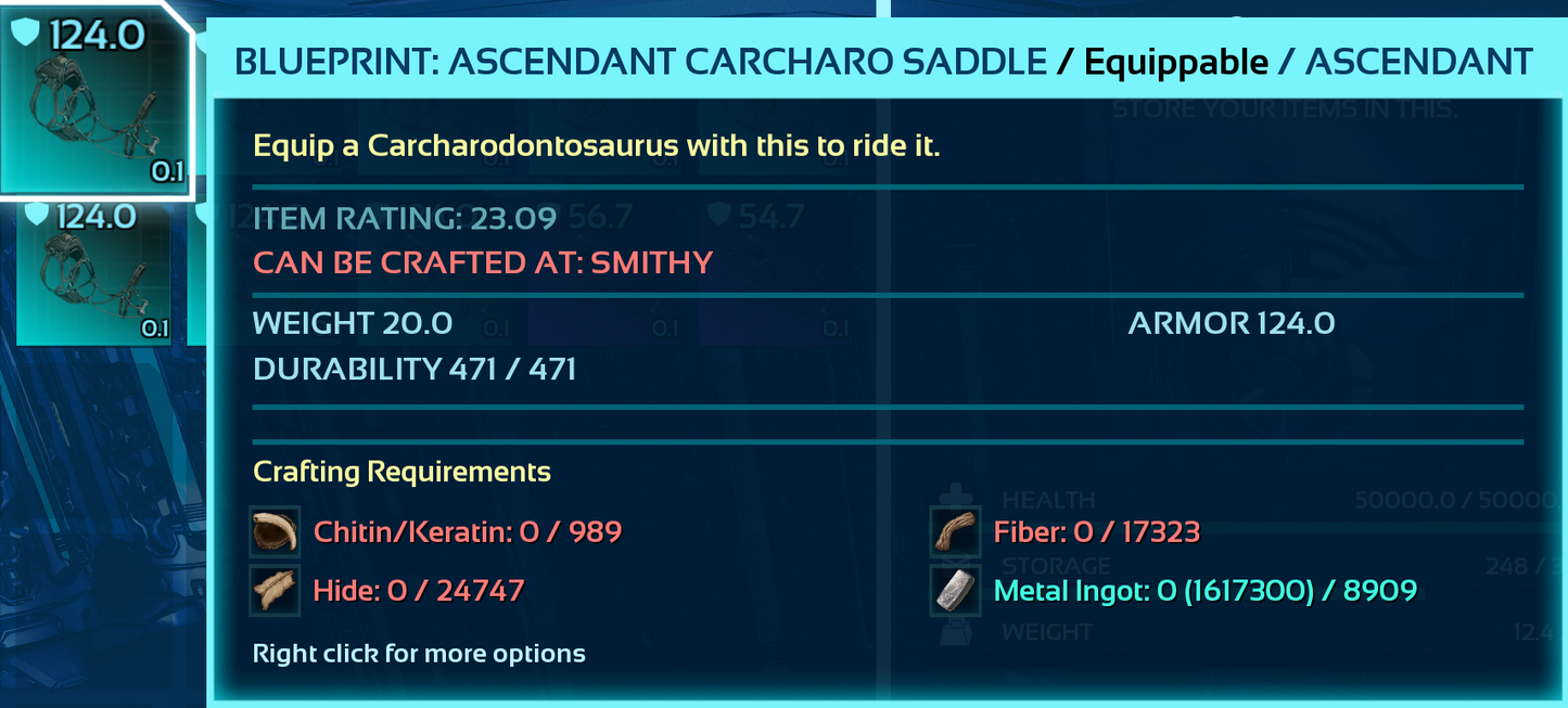 Carcharodontosaurus Carchar Saddle Blueprint