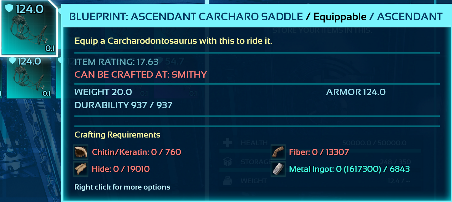 Carcharodontosaurus Carchar Saddle Blueprint