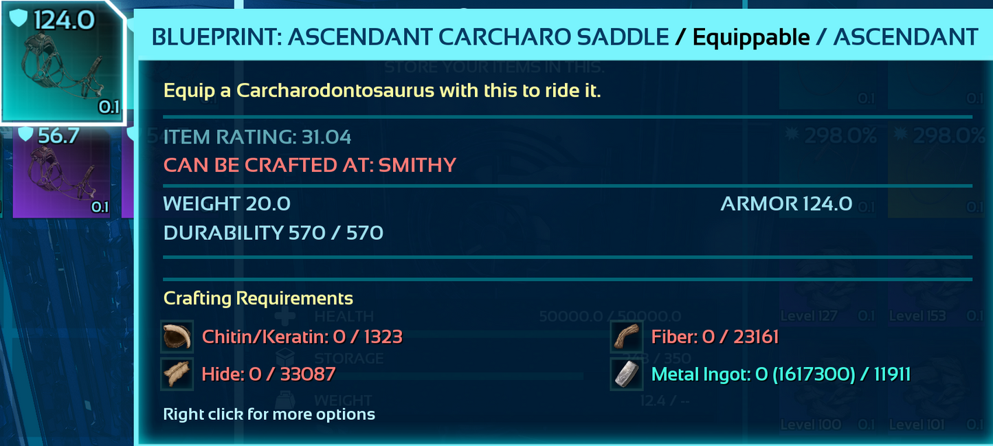 Carcharodontosaurus Carchar Saddle Blueprint