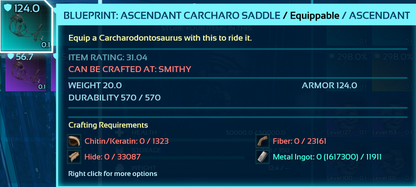 Carcharodontosaurus Carchar Saddle Blueprint