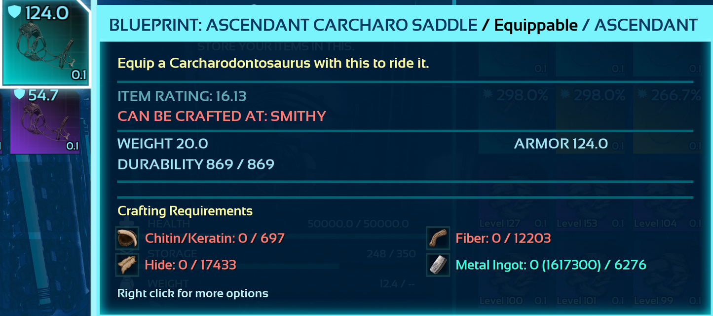 Carcharodontosaurus Carchar Saddle Blueprint