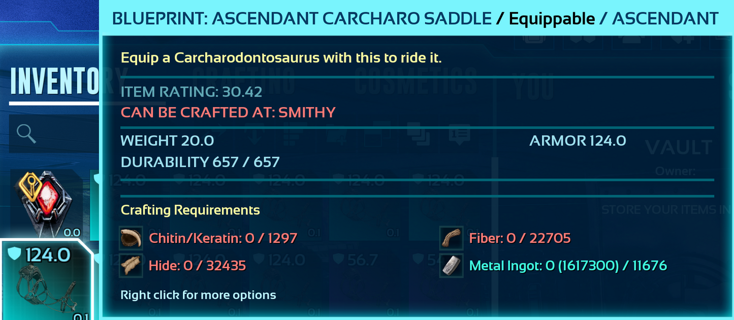 Carcharodontosaurus Carchar Saddle Blueprint