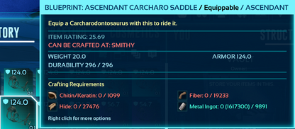 Carcharodontosaurus Carchar Saddle Blueprint