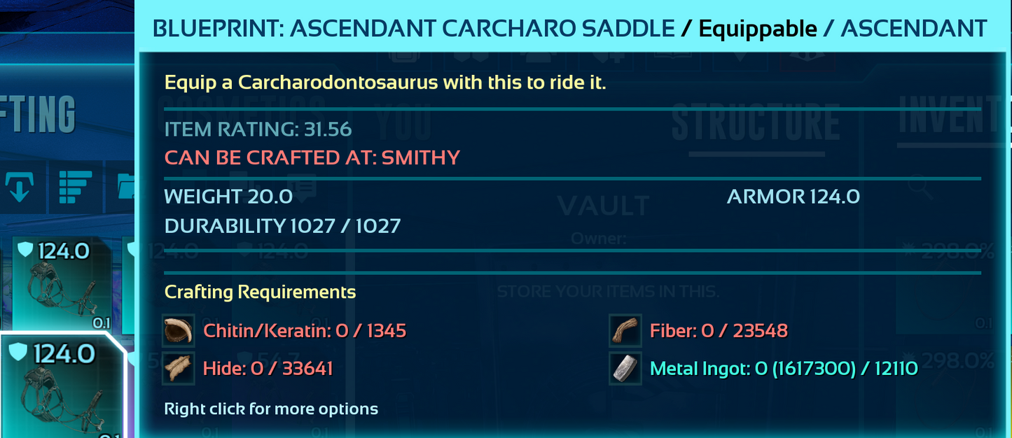Carcharodontosaurus Carchar Saddle Blueprint