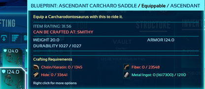 Carcharodontosaurus Carchar Saddle Blueprint