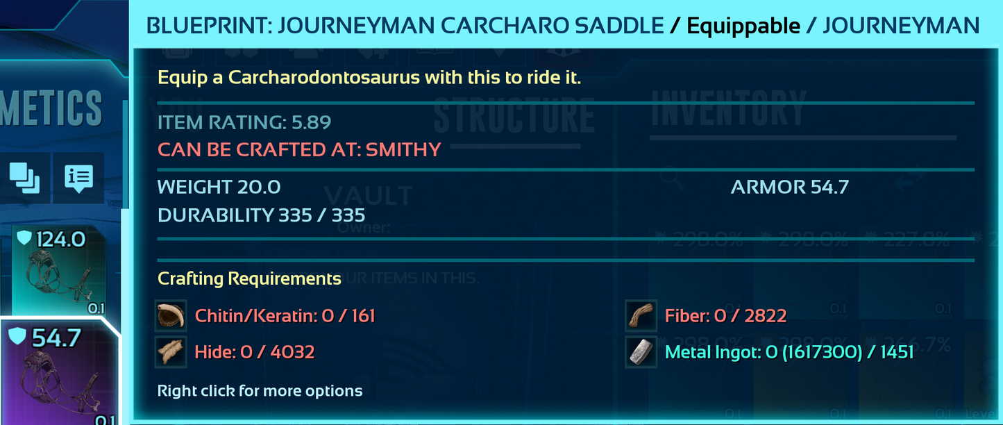 Carcharodontosaurus Carchar Saddle Blueprint