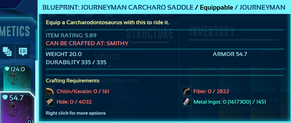 Carcharodontosaurus Carchar Saddle Blueprint