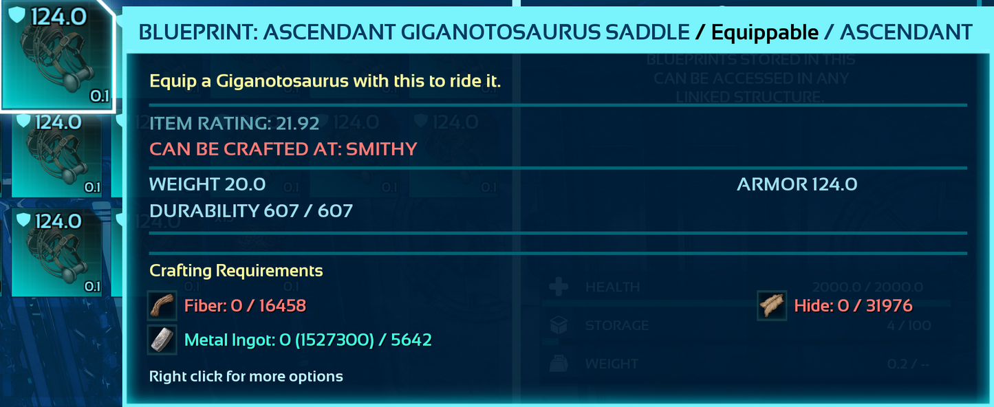 Giganotosaurus Saddle Blueprint