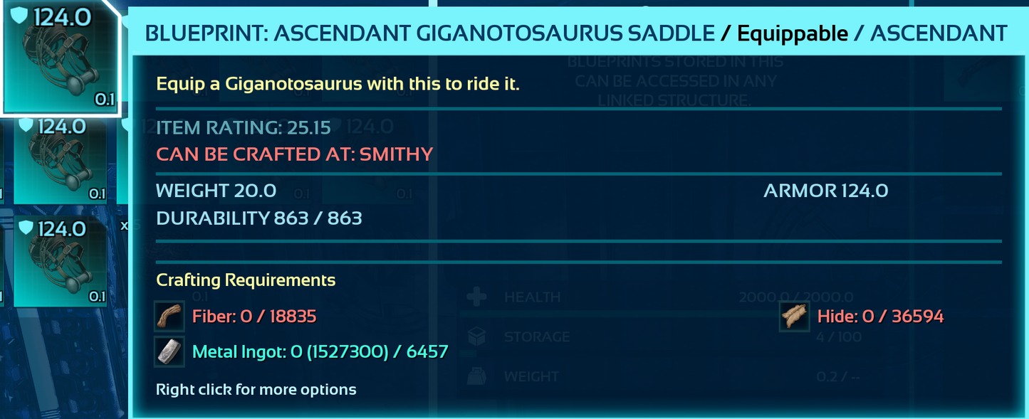 Giganotosaurus Saddle Blueprint