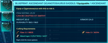 Giganotosaurus Saddle Blueprint