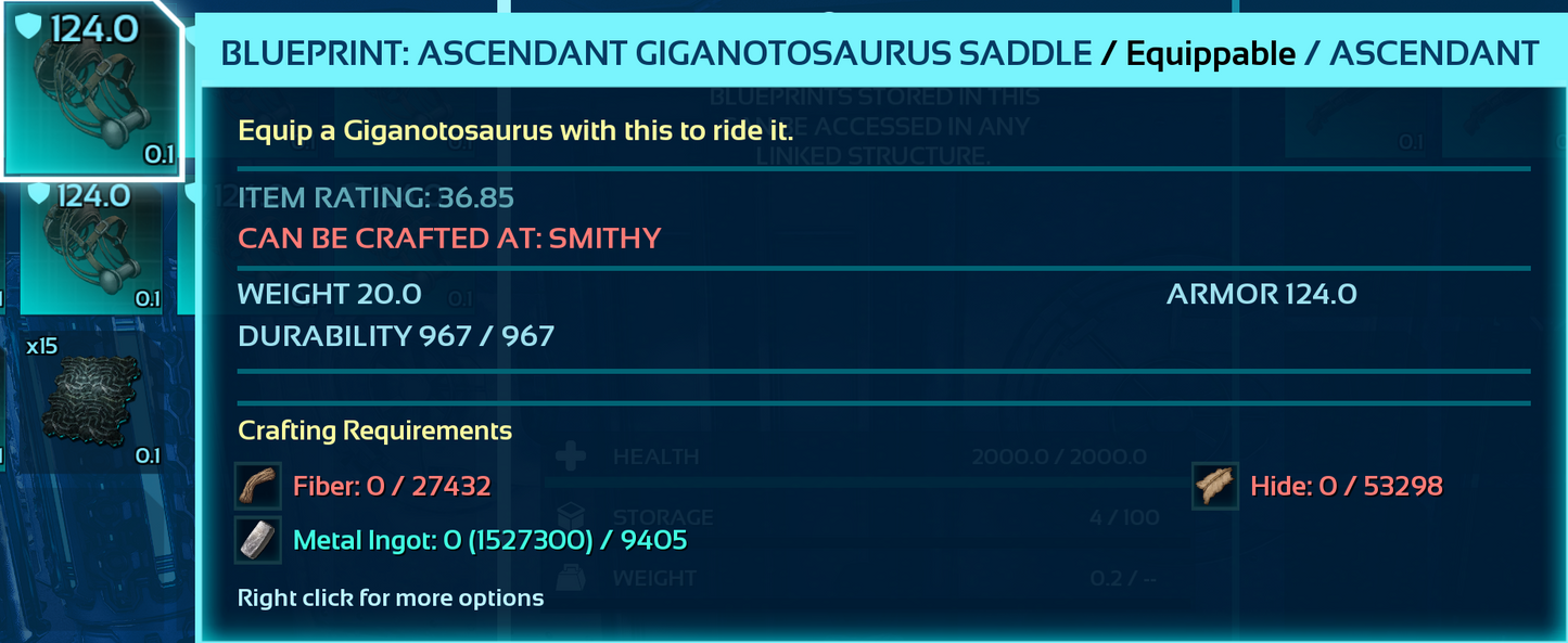 Giganotosaurus Saddle Blueprint