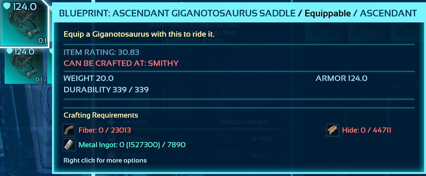 Giganotosaurus Saddle Blueprint