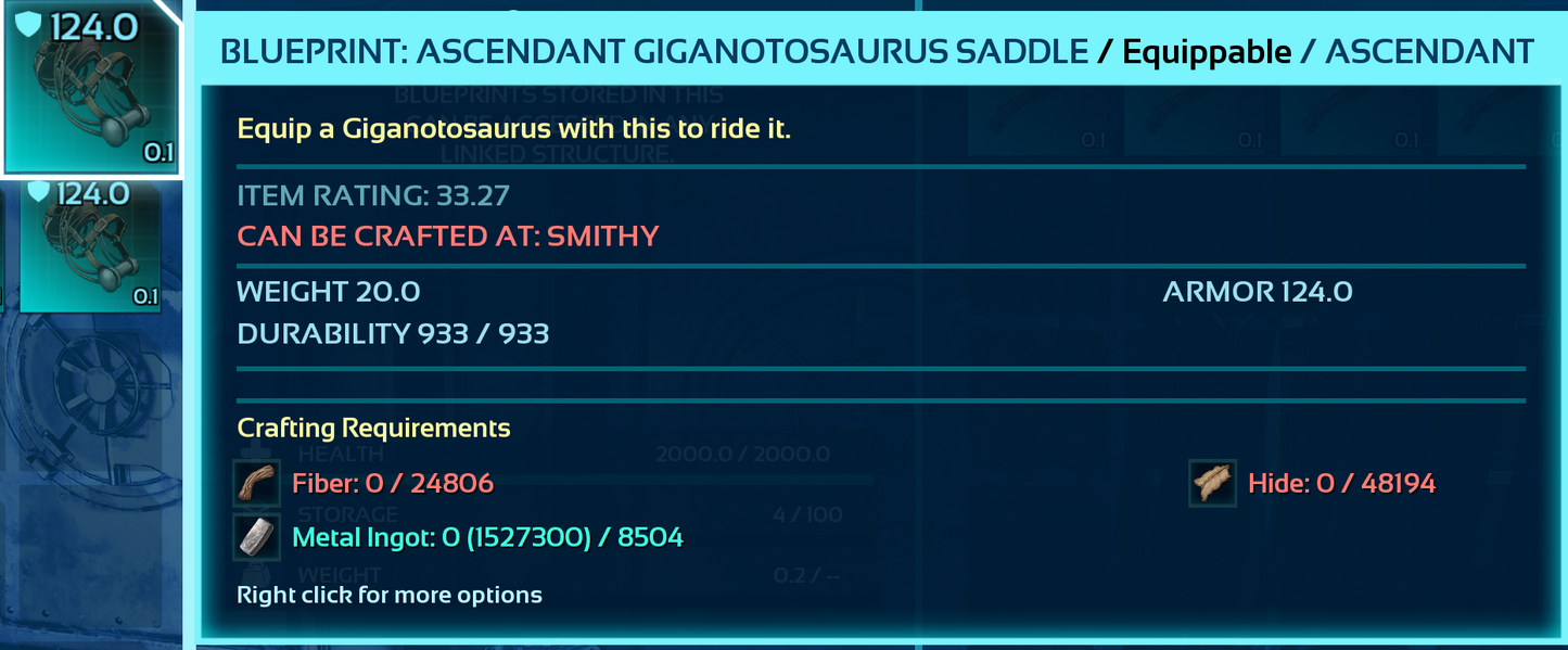 Giganotosaurus Saddle Blueprint