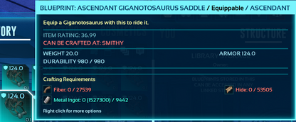 Giganotosaurus Saddle Blueprint
