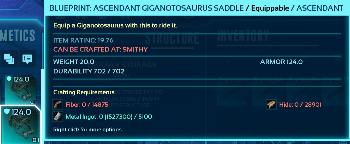 Giganotosaurus Saddle Blueprint